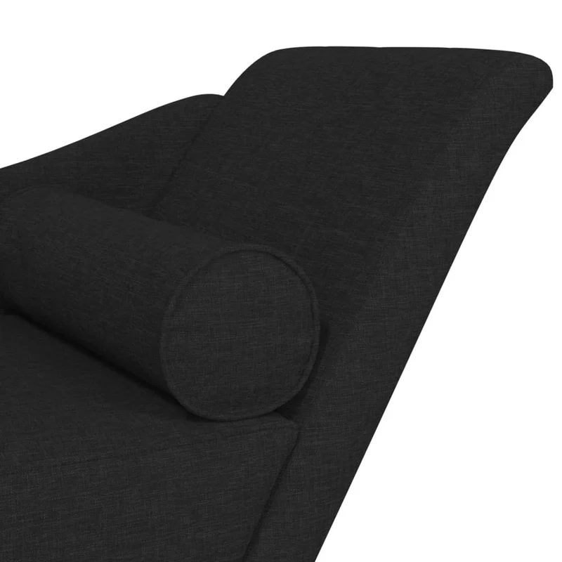 Méridienne chaise longue canapé pour intérieur avec coussins en tissu noir DEC026089