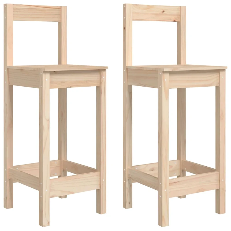 Lot de 2 tabourets de bar avec dossier design rustique 40 x 41,5 x 112 cm n bois de pin DEC025181