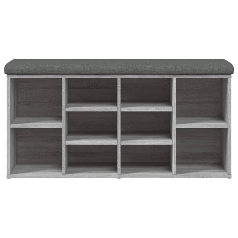 Banc de rangement à chaussures avec compartiments 102 x 32 x 50 cm bois d'ingénierie couleur sonoma gris DEC024935