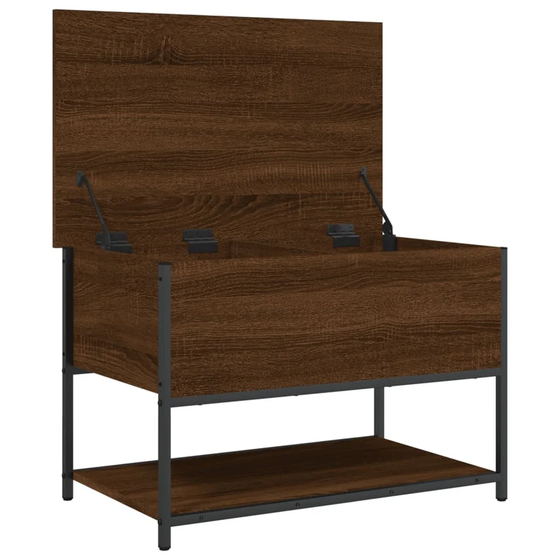 Banc banquette avec espace de rangement et étagère 70 x 42,5 x 47 cm bois d'ingénierie couleur chêne marron DEC024741