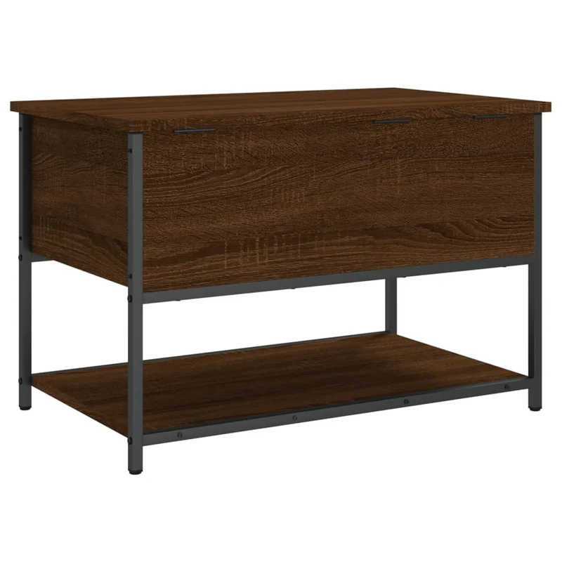 Banc banquette avec espace de rangement et étagère 70 x 42,5 x 47 cm bois d'ingénierie couleur chêne marron DEC024741