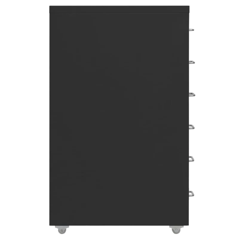 Caissons à tiroirs meuble de bureau sur roulettes 6 tiroirs 28 x 41 x 69 cm en métal noir DEC024580