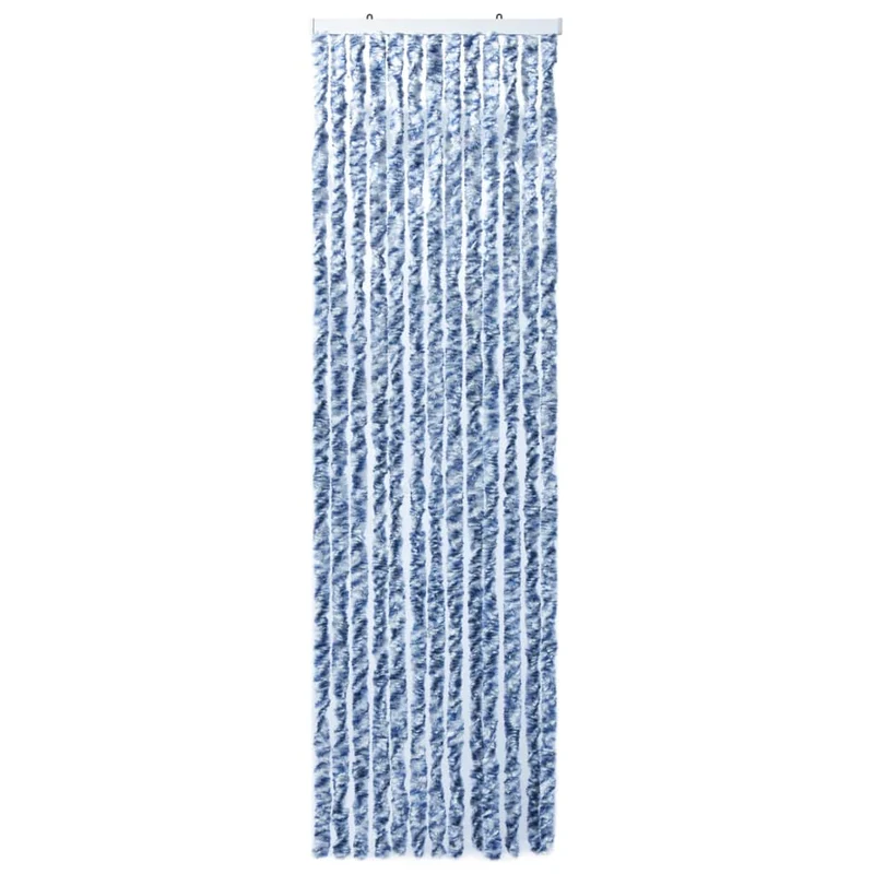 Rideau contre insectes moustiquaire Bleu blanc et argenté 56x185 cm Chenille DEC022175