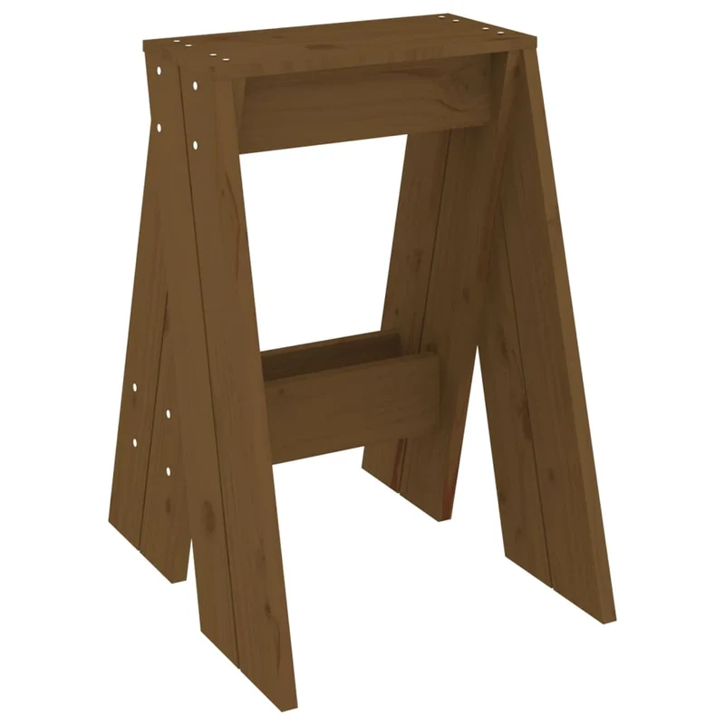 Lot de 2 tabourets assises design classique 40 x 40 x 60 cm bois massif de pin couleur marron miel DEC026409