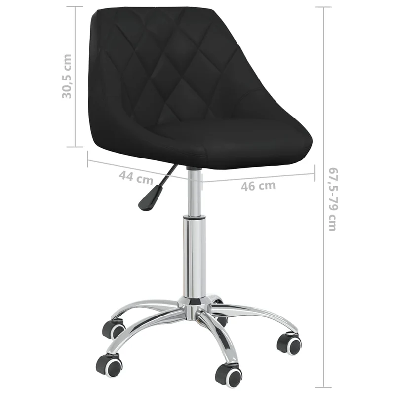 Set de 2 tabourets sièges pivotants sur roulettes hauteur réglable en PVC noir cadre en acier DEC025718