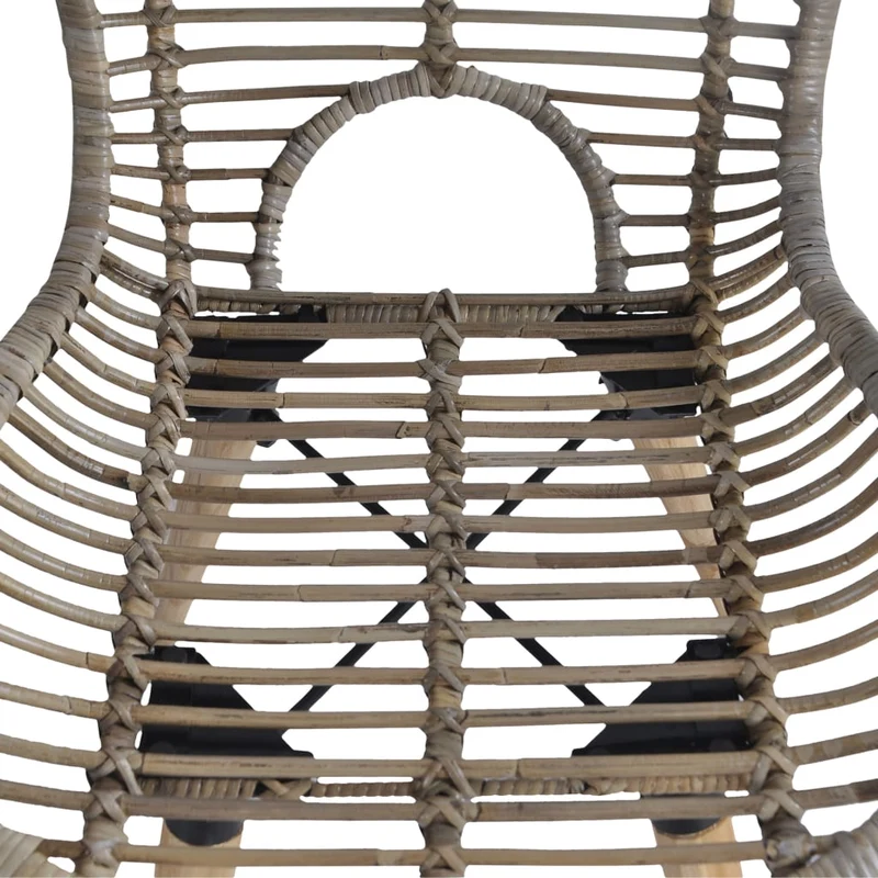 Set de 6 chaises de salle à manger design rustique en rotin naturel marron pieds en bois DEC025695