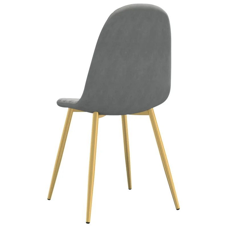 Set de 4 chaises de salle à manger en tissu velours gris clair couture losange pieds fer doré DEC025622