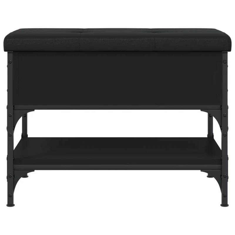 Banc de rangement à chaussures avec coussin d'assise noir 62 x 42 x 45 cm en bois d'ingénierie noir et métal DEC024919
