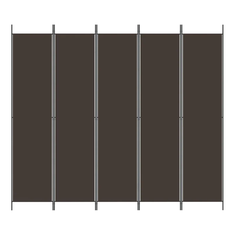 Paravent séparateur de pièce cloison 5 panneaux 250 x 220 cm tissu brun et fer DEC030984