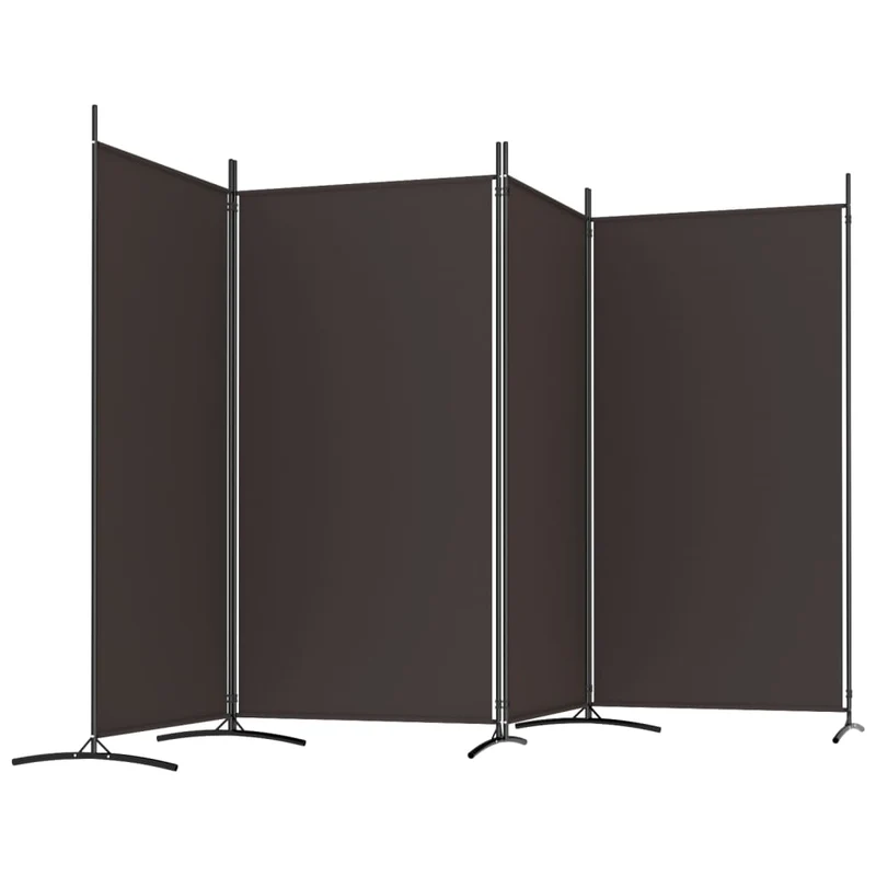 Séparateur de pièce cloison 4 panneaux 346 x 180 cm tissu brun et fer DEC030878