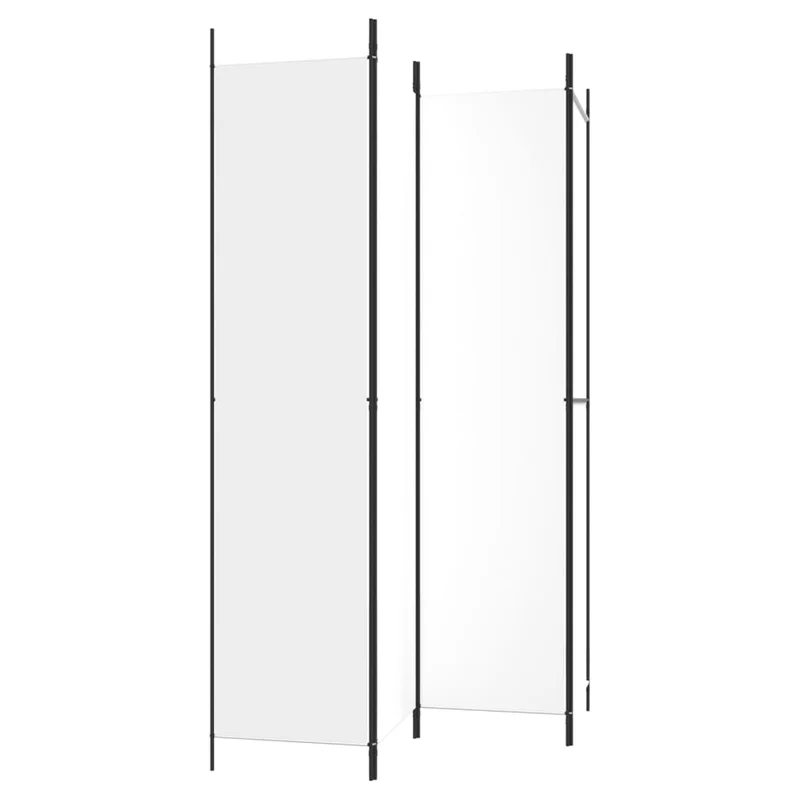 Paravent séparateur de pièce cloison 4 panneaux 200 x 220 cm tissu blanc et fer DEC030840