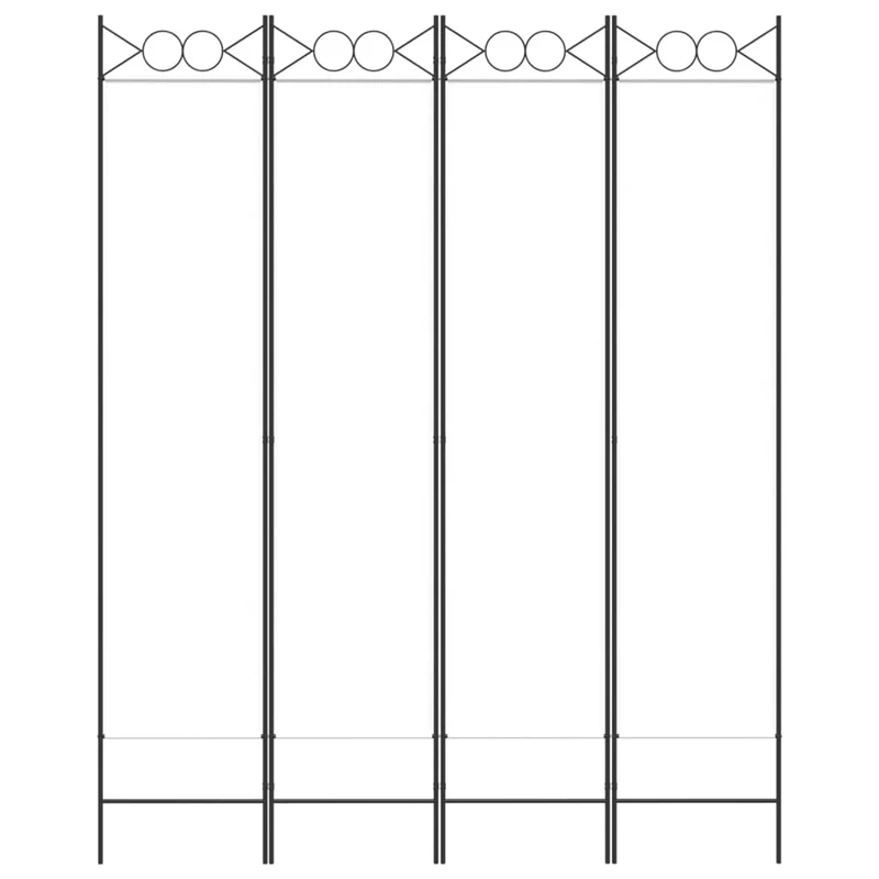 Paravent séparateur de pièce cloison 4 panneaux 160 x 200 cm tissu blanc et fer DEC030837