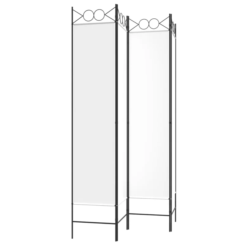 Paravent séparateur de pièce cloison 4 panneaux 160 x 200 cm tissu blanc et fer DEC030837