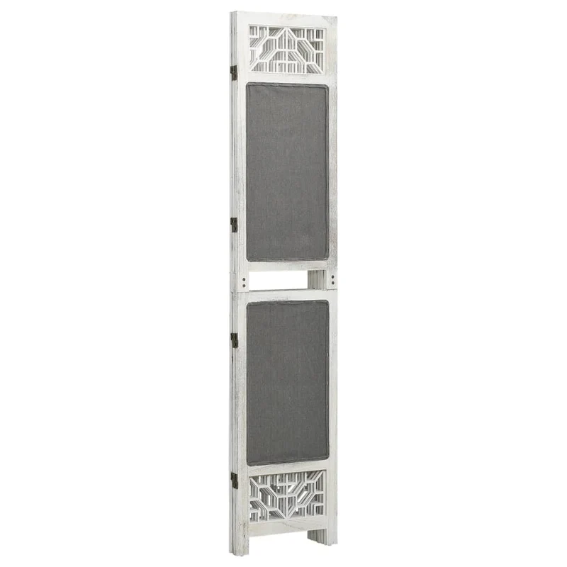 Paravent séparateur de pièce cloison 3 panneaux 105 x 165 cm tissu gris et MDF DEC030763