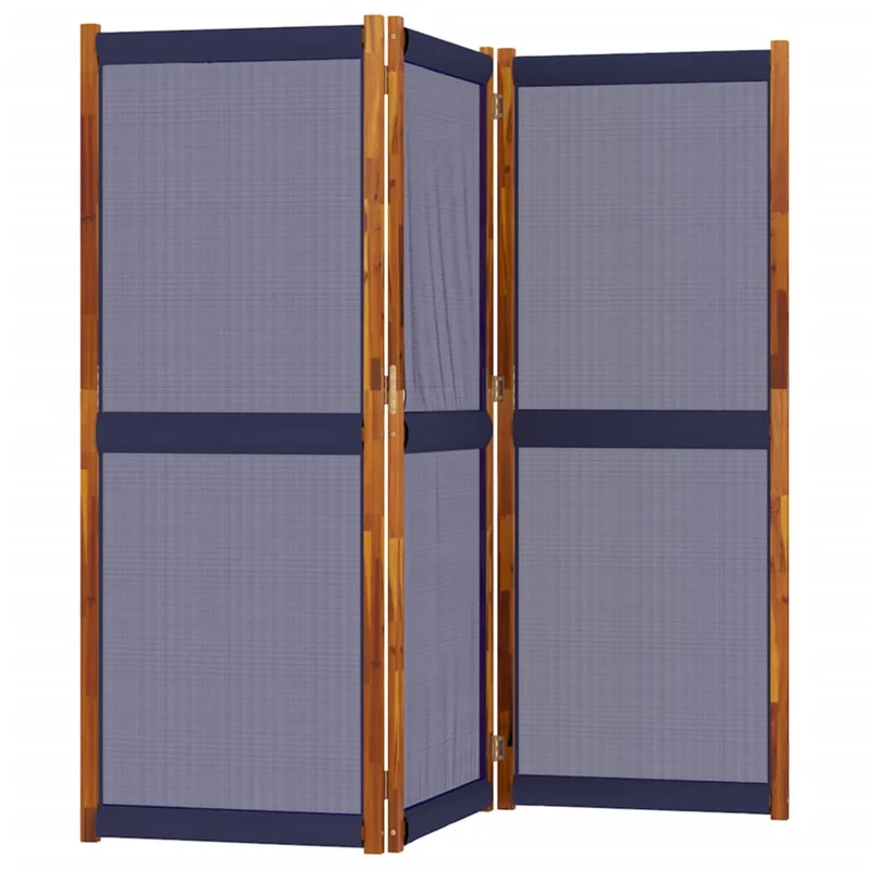 Paravent séparateur de pièce cloison 3 panneaux 210 x 180 cm textilène bleu et bois DEC030761