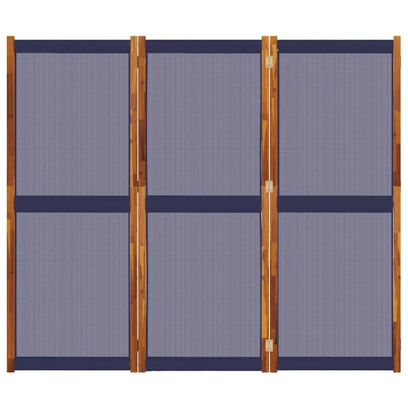 Paravent séparateur de pièce cloison 3 panneaux 210 x 180 cm textilène bleu et bois DEC030761