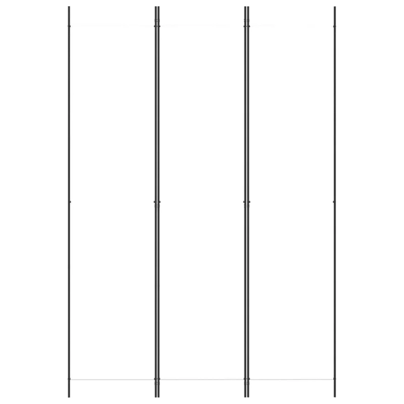Paravent séparateur de pièce cloison 3 panneaux 150 x 220 cm tissu blanc et fer DEC030742