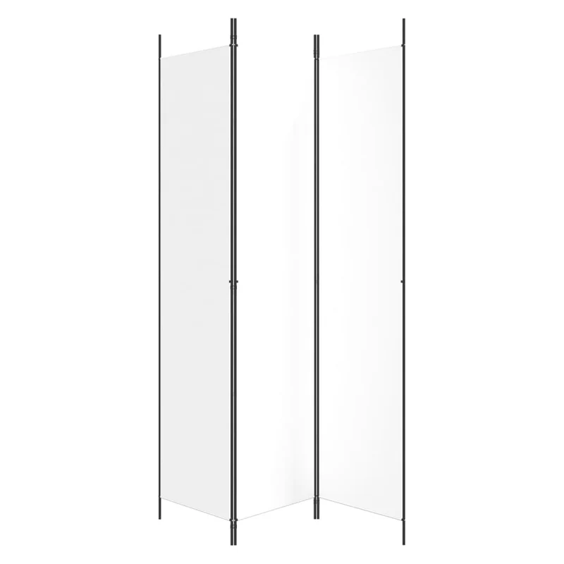 Paravent séparateur de pièce cloison 3 panneaux 150 x 220 cm tissu blanc et fer DEC030742