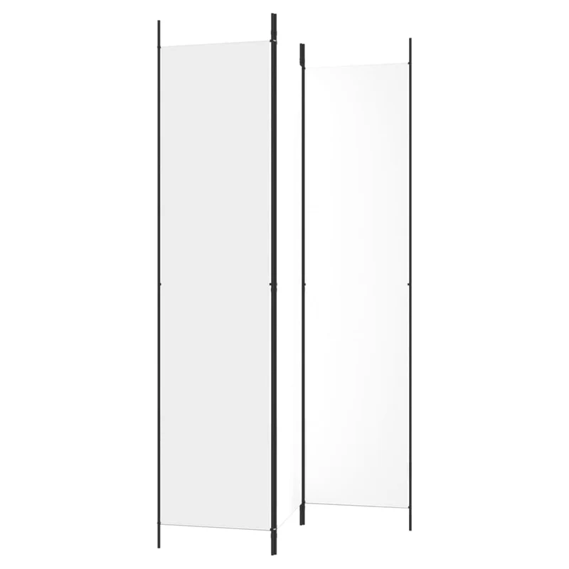 Paravent séparateur de pièce cloison 3 panneaux 150 x 220 cm tissu blanc et fer DEC030742