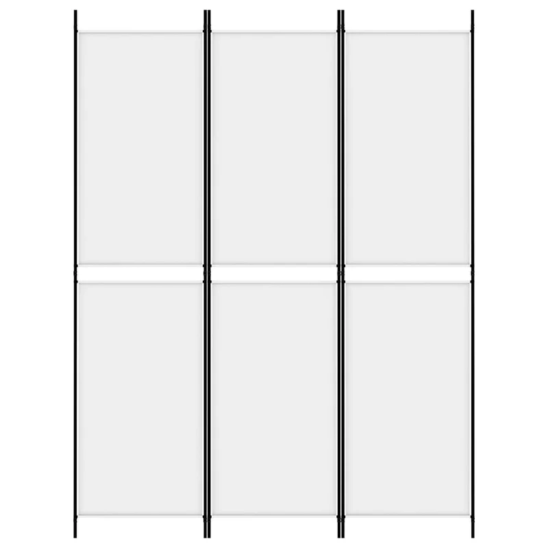 Paravent séparateur de pièce cloison 3 panneaux 150 x 200 cm tissu blanc et fer DEC030740