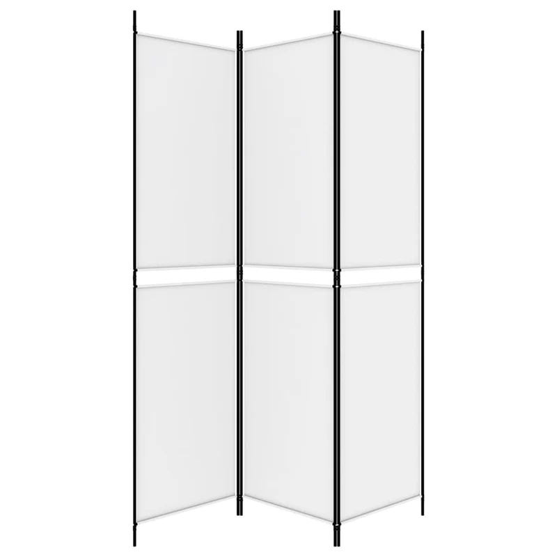 Paravent séparateur de pièce cloison 3 panneaux 150 x 200 cm tissu blanc et fer DEC030740
