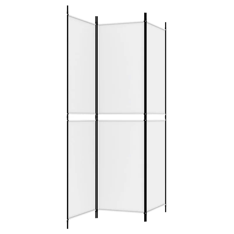 Paravent séparateur de pièce cloison 3 panneaux 150 x 200 cm tissu blanc et fer DEC030740