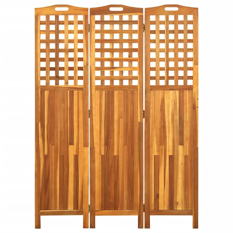 Paravent séparateur de pièce cloison 3 panneaux 121 x 2 x 170 cm bois d'acacia marron DEC030720