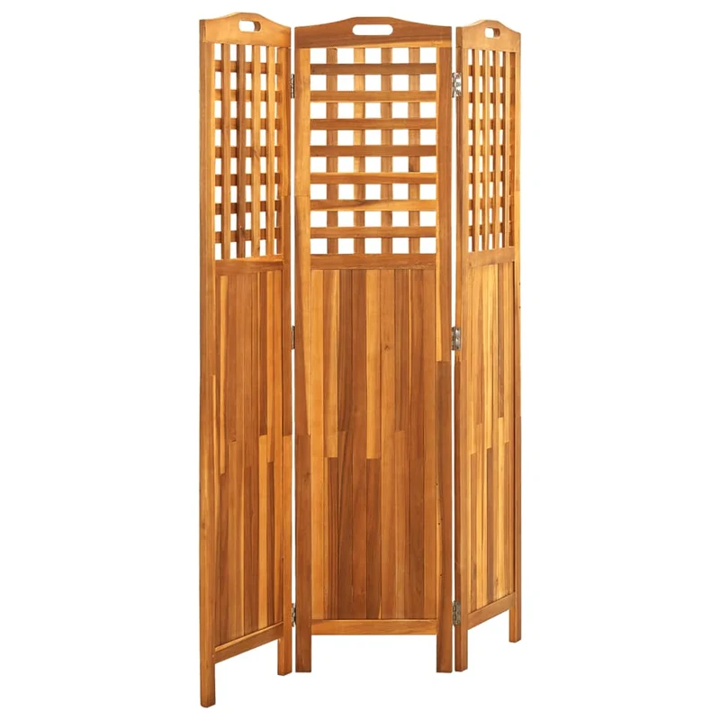 Paravent séparateur de pièce cloison 3 panneaux 121 x 2 x 170 cm bois d'acacia marron DEC030720