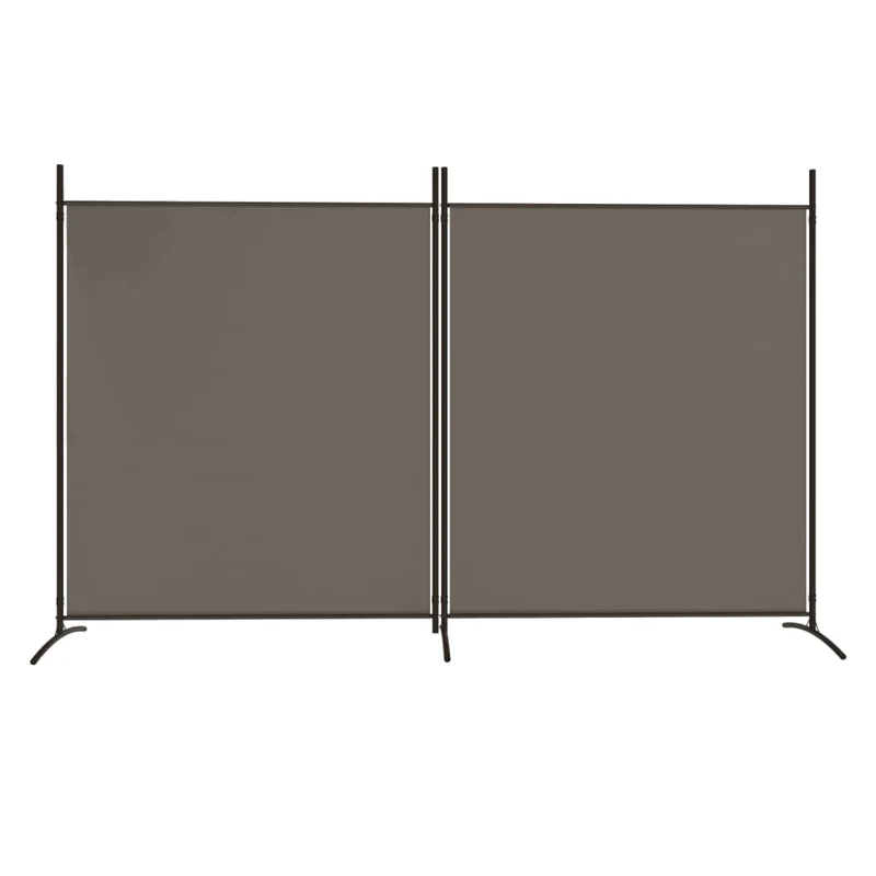 Séparateur de pièce cloison 2 panneau 348 x 180 cm tissu anthracite et fer DEC030708