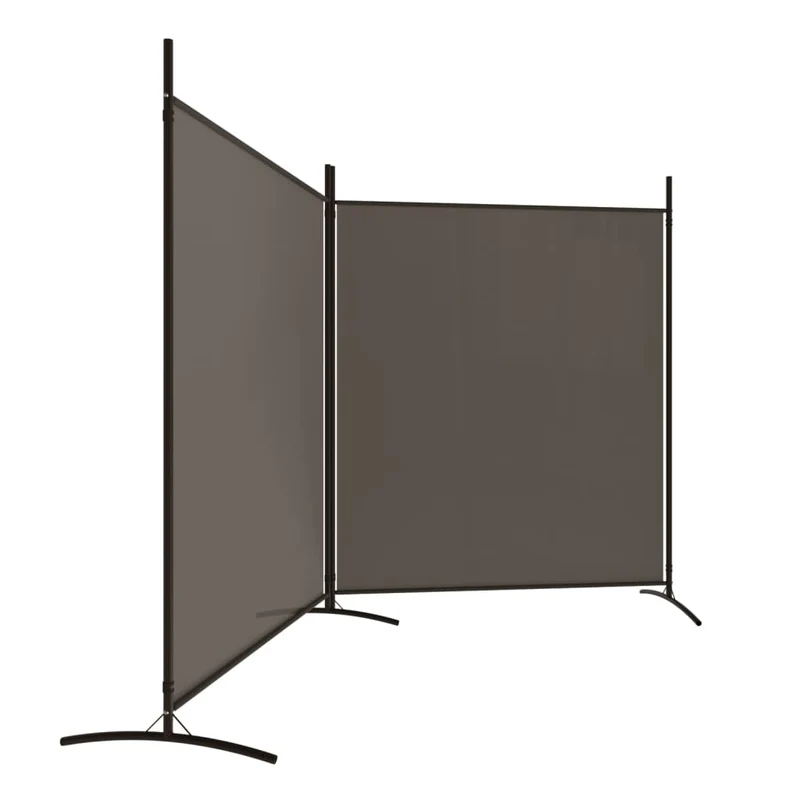 Séparateur de pièce cloison 2 panneau 348 x 180 cm tissu anthracite et fer DEC030708