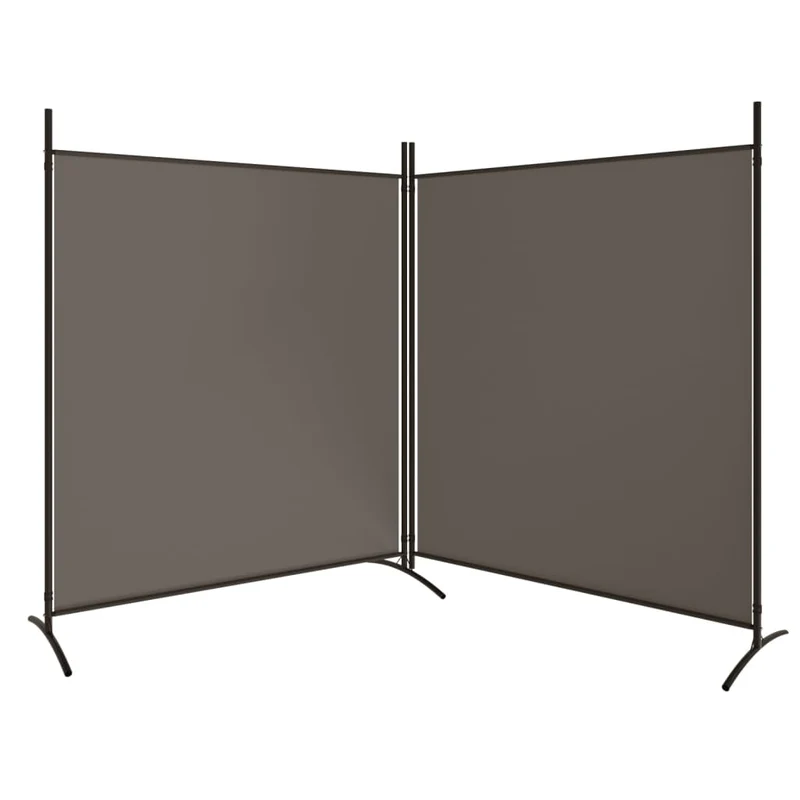 Séparateur de pièce cloison 2 panneau 348 x 180 cm tissu anthracite et fer DEC030708