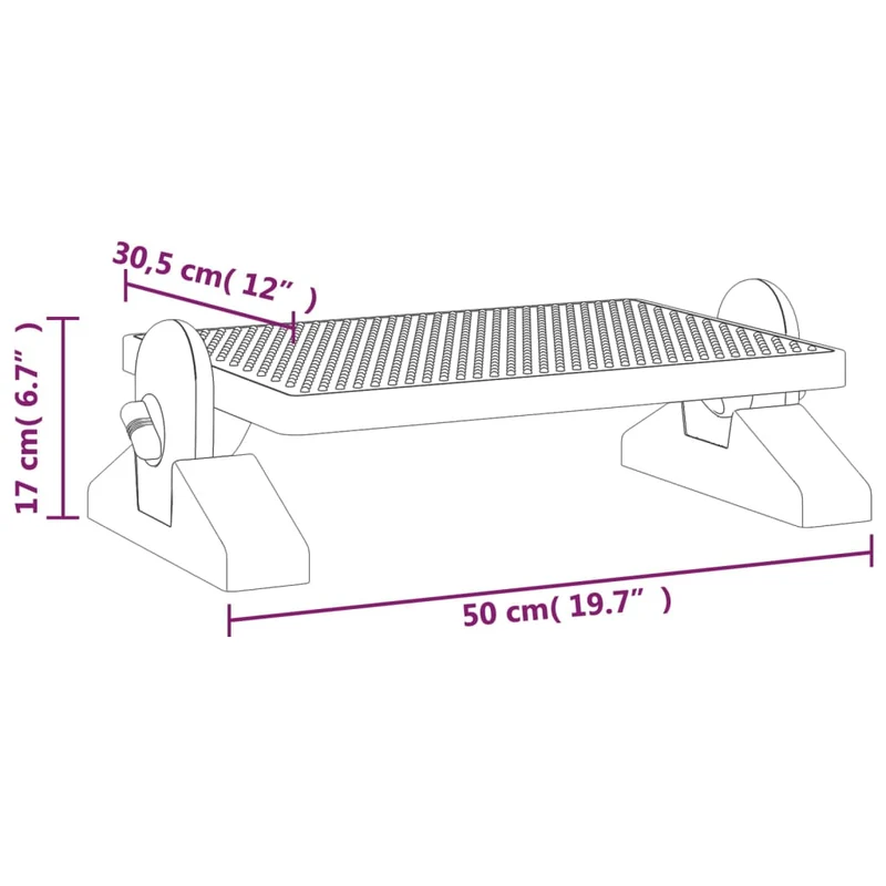 Repose-pieds de bureau ergonomique 2 hauteurs 50 x 30,5 x 17 cm HIPS noir DEC030695