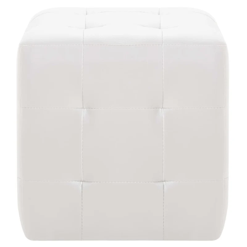 Lot de 2 poufs tabourets repose-pieds capitonné 30 x 30 x 30 cm en PVC blanc DEC030039