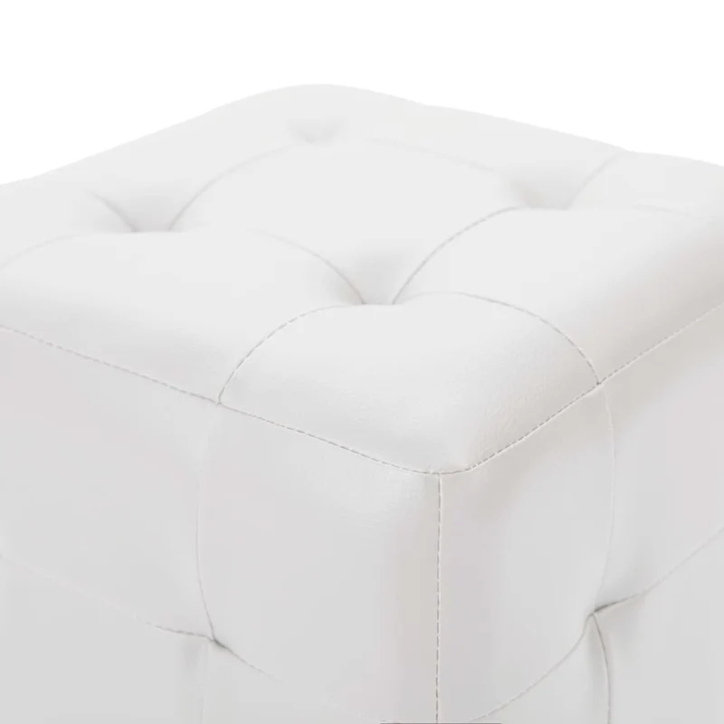 Lot de 2 poufs tabourets repose-pieds capitonné 30 x 30 x 30 cm en PVC blanc DEC030039