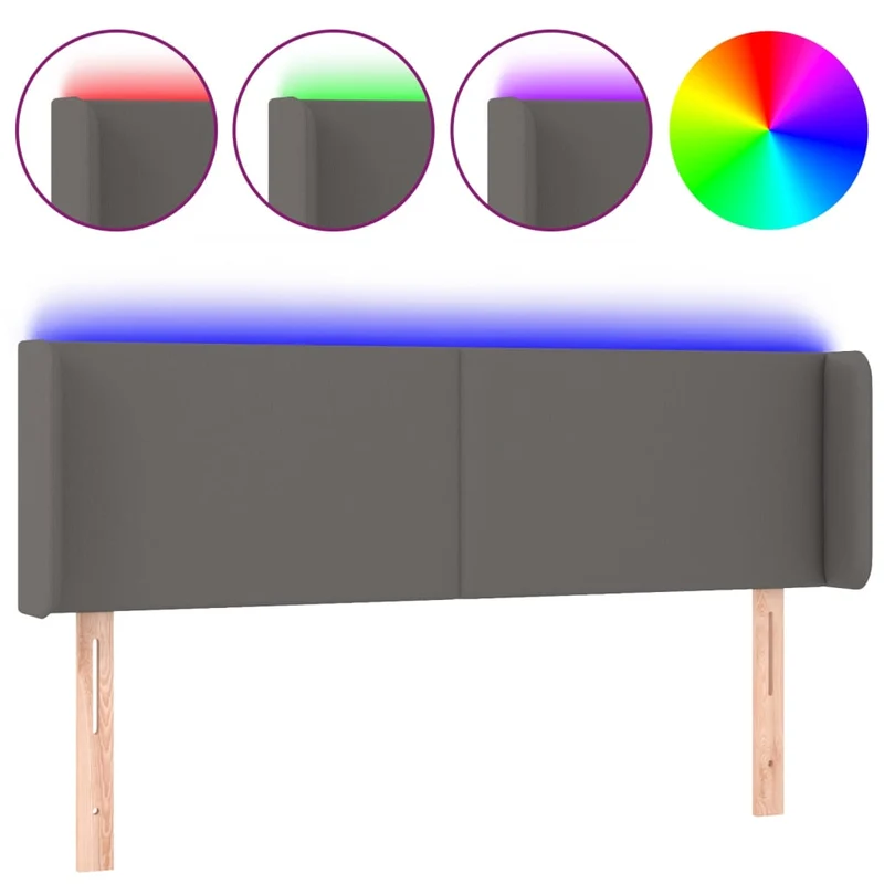 Tête de lit accessoire couchage chambre à coucher meuble à LED 147 x 16 x 78/88 cm synthétique gris TDL0201496
