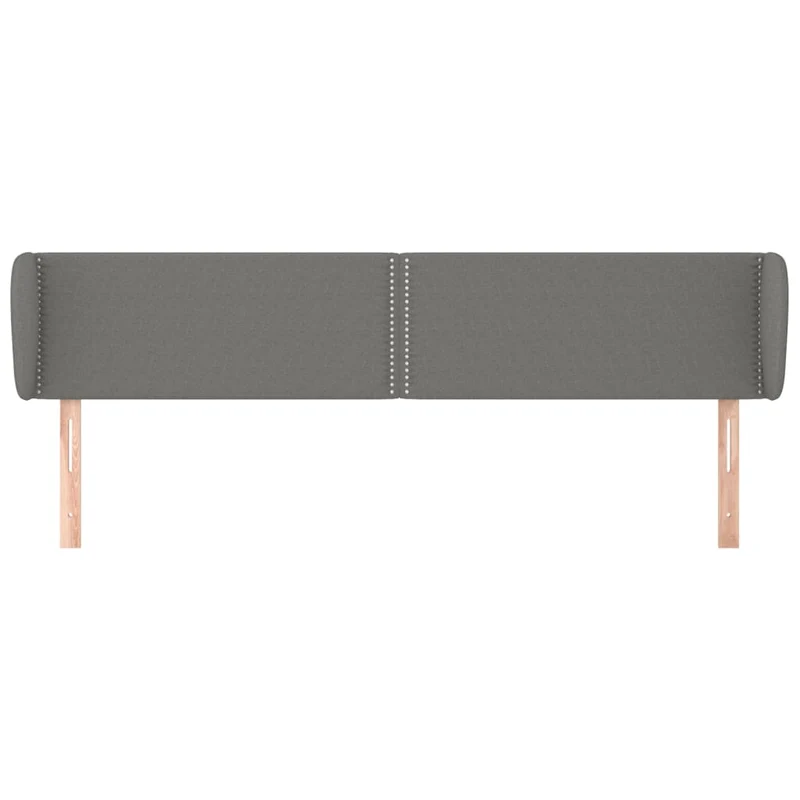 Tête de lit accessoire couchage chambre à coucher meuble avec rebord latéral 203 x 23 x 78/88 cm tissu gris foncé TDL0204923