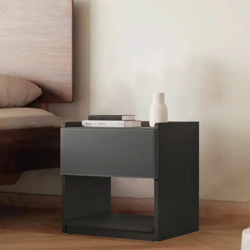 Traditional European Rectangular Eco-Friendly Engineered Wood Saddle-Style Faux Leather End Table 1-Drawer For Living Room