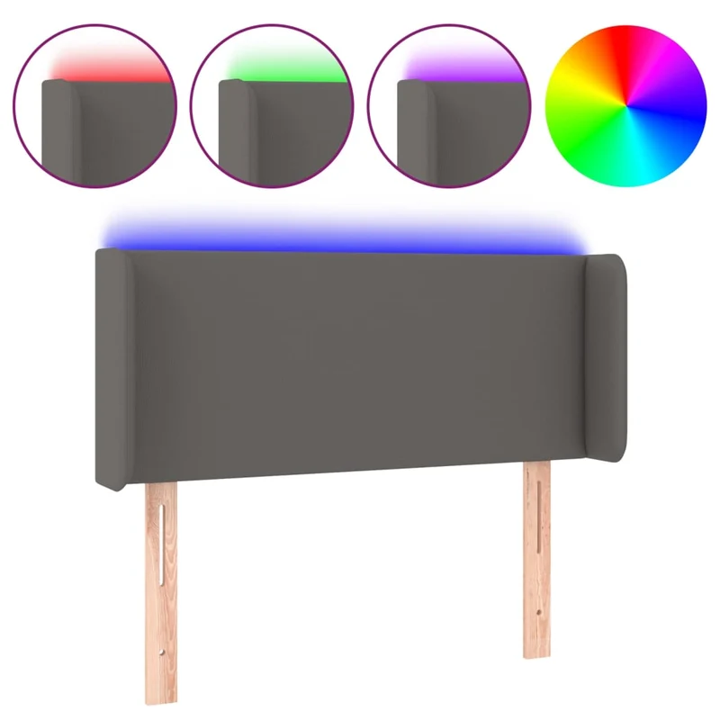 Tête de lit accessoire couchage chambre à coucher meuble à LED 103 x 16 x 78/88 cm synthétique gris TDL0201505