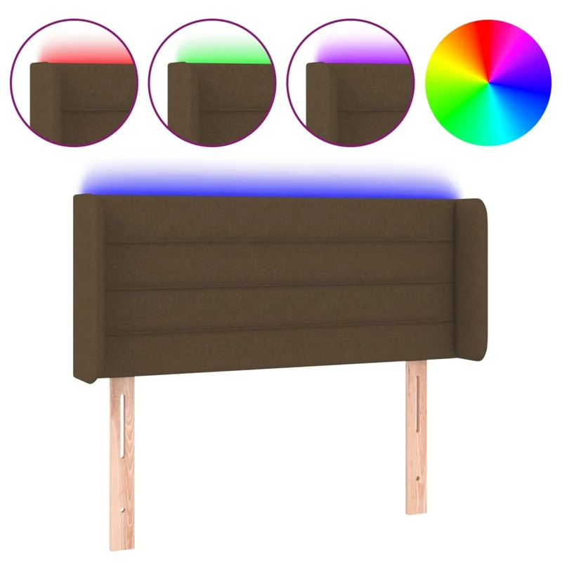 Tête de lit accessoire couchage chambre à coucher meuble à LED 103 x 16 x 78/88 cm tissu marron foncé TDL0200885