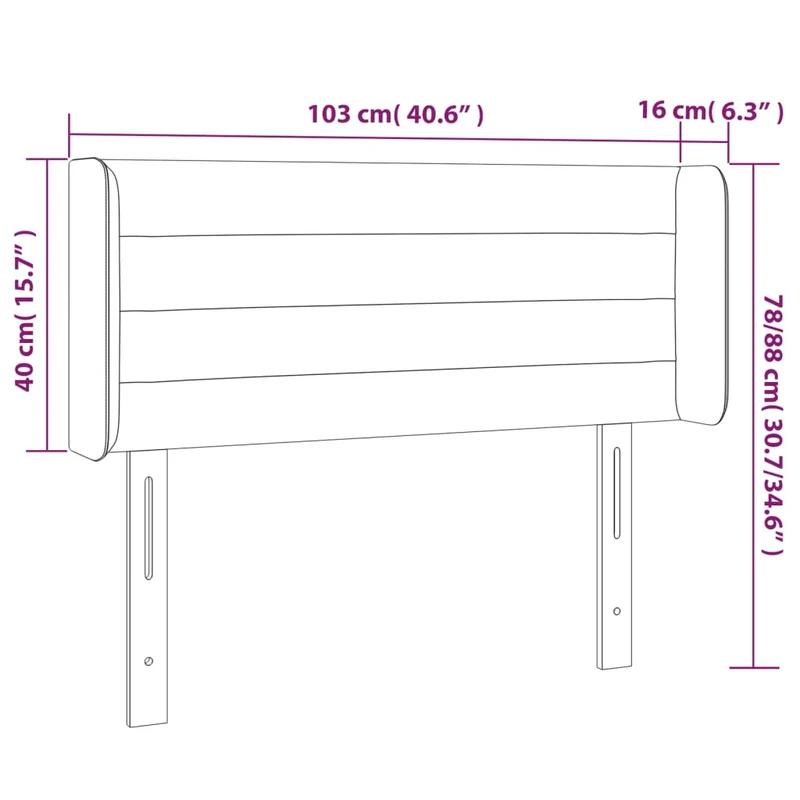 Tête de lit accessoire couchage chambre à coucher meuble à LED 103 x 16 x 78/88 cm tissu marron foncé TDL0200885