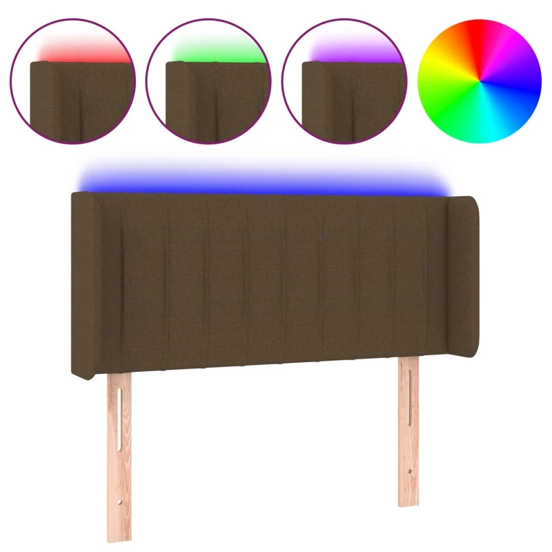 Tête de lit accessoire couchage chambre à coucher meuble à LED 103 x 16 x 78/88 cm tissu marron foncé TDL0200884