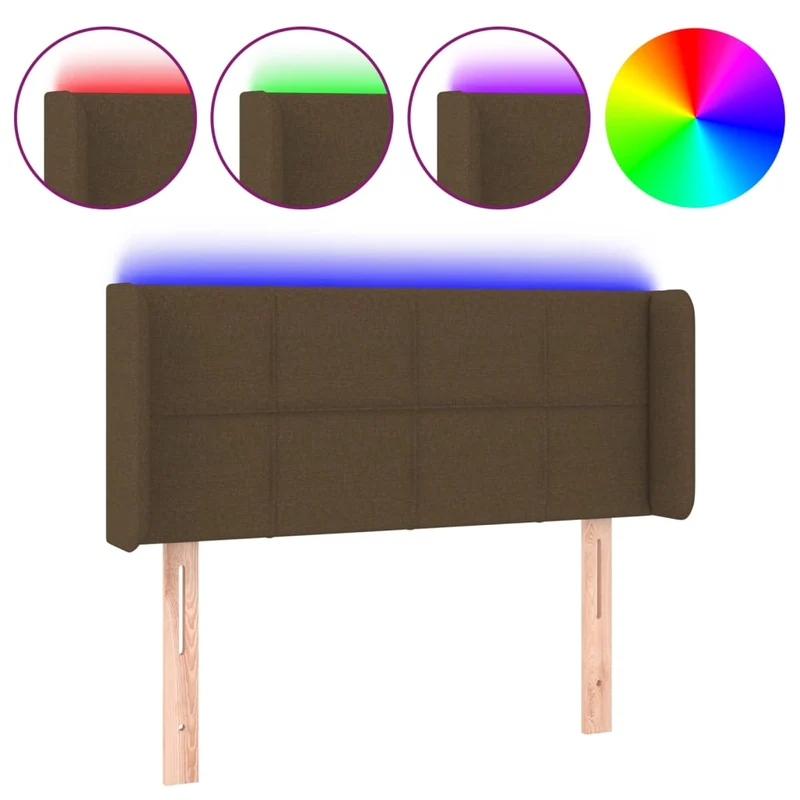 Tête de lit accessoire couchage chambre à coucher meuble à LED 93 x 16 x 78/88 cm tissu marron foncé TDL0200774