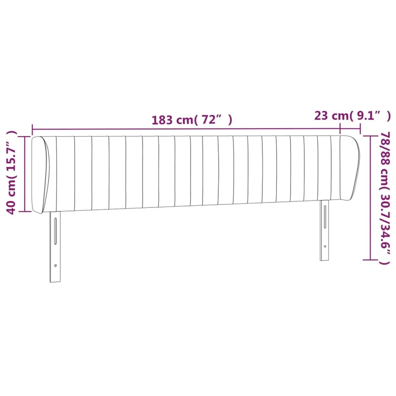 Tête de lit accessoire couchage chambre à coucher meuble avec rebord latéral 183 x 23 x 78/88 cm tissu gris foncé TDL0204958