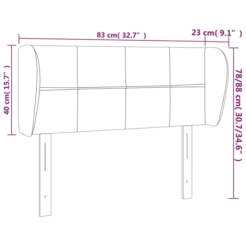 Tête de lit accessoire couchage chambre à coucher meuble avec rebord latéral 83 x 23 x 78/88 cm tissu gris foncé TDL0204882