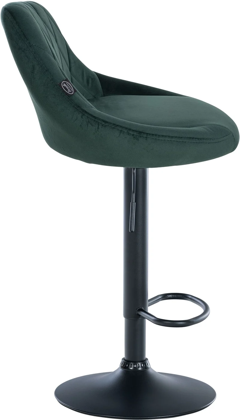 Set de 2 tabourets de bar coutures décoratives losanges assise en velours vert foncé et cadre en métal noir TDB10778