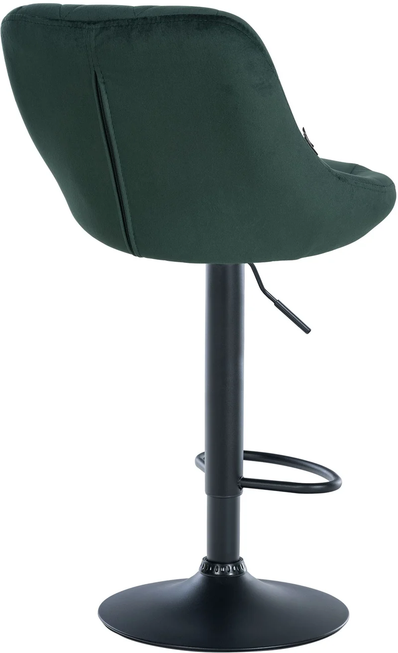 Set de 2 tabourets de bar coutures décoratives losanges assise en velours vert foncé et cadre en métal noir TDB10778