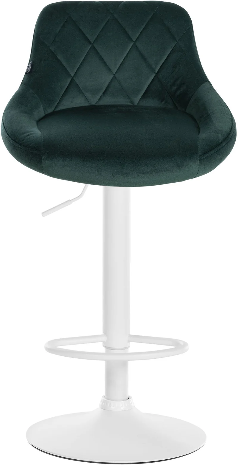 Lot de 2 tabourets de bar siège pivotant sur 360° en tissu vert foncé et métal blanc 10_0004271
