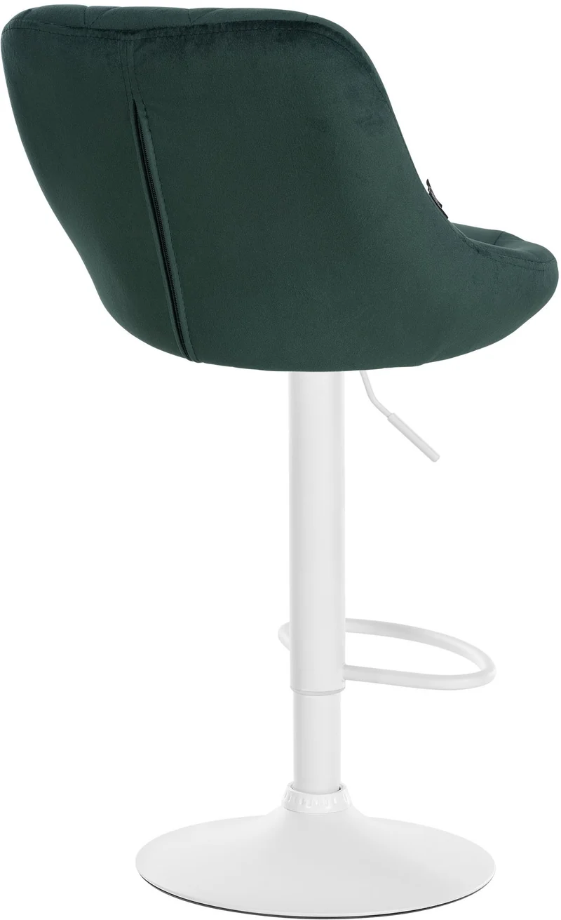Lot de 2 tabourets de bar siège pivotant sur 360° en tissu vert foncé et métal blanc 10_0004271