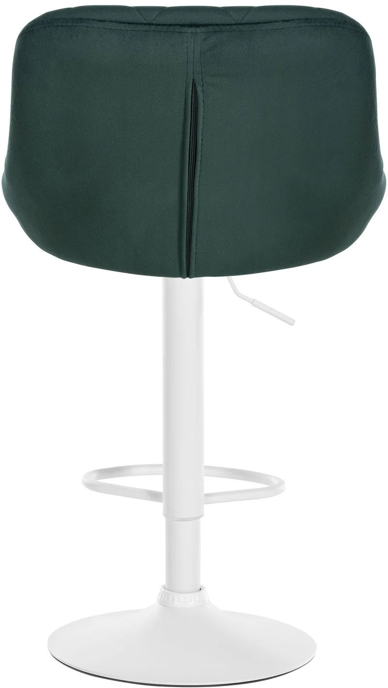 Lot de 2 tabourets de bar siège pivotant sur 360° en tissu vert foncé et métal blanc 10_0004271