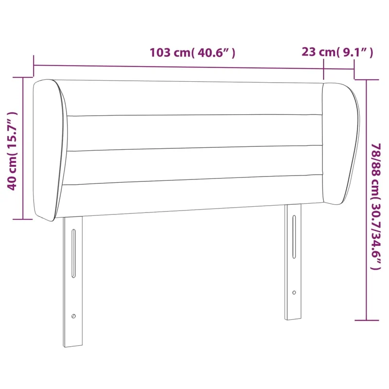 Tête de lit accessoire couchage chambre à coucher meuble avec rebord latéral 103 x 23 x 78/88 cm tissu gris foncé TDL0205033